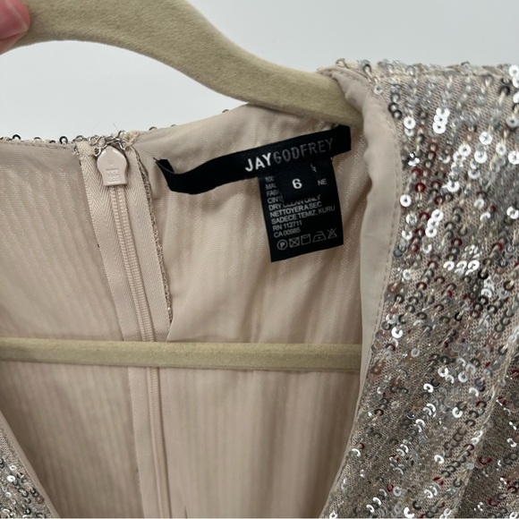 NEW Jay Godfrey Susie Sequin Jumpsuit size 6 Silver - Picture 2 of 7